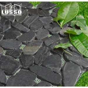 High polished non-slip natural black pebble stone for garden decorations