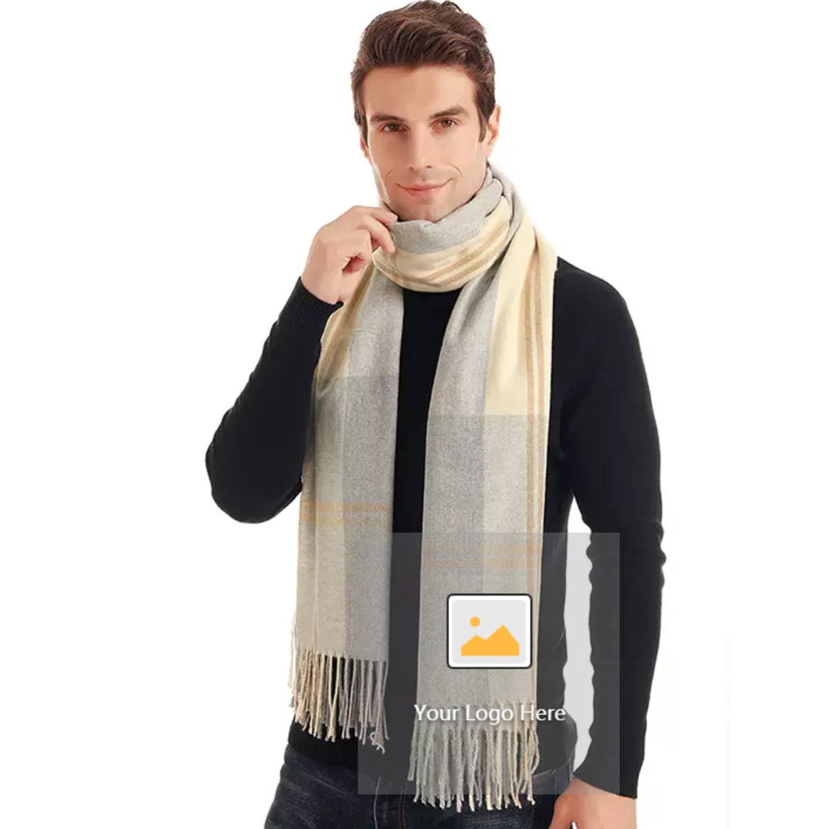 High Quality 100% Acrylic Gray Comfortable Scarf For Men shawl