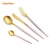Import High quality 18/10 thick black gold plated stainless flatware spoon fork and knives cutlery set from China