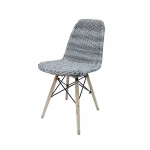 High quality garden outdoor furniture wooden leg rattan dining chairs