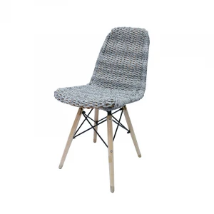 High quality garden outdoor furniture wooden leg rattan dining chairs