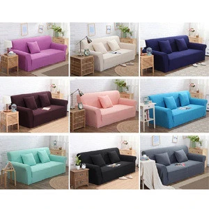 High Quality Polyester Modern Furniture Protect Solid Color Elastic Stretch L Shape Sofa Cover Design