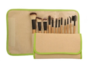 High Quality Synthetic Hair Makeup Cosmetic Brush with Linen Pouch