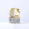Hip Hop Style Diamond Moissanite Ring Wedding Luxury Iced Out Jewelry Silver Cuban Engagement Rings