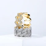 Hip Hop Style Diamond Moissanite Ring Wedding Luxury Iced Out Jewelry Silver Cuban Engagement Rings