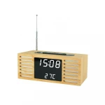 Home Decoration High Quality LED Bamboo Clock with FM Radio