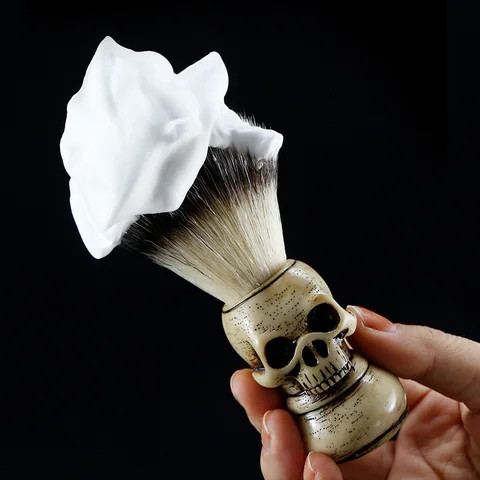 Hot Sale Barber Beard Shaving Kit Beard Brush Badger Hair Men Shaving Brush Skull and Armor Bowl Soap Foam Cleaning Tool