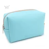 hot sale blue travel storage portable leather cosmetic bag with bottle packaging