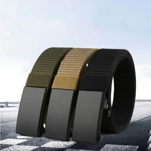 Hot Sale Custom Nylon/Polyester Webbing Fabric Canvas Outdoor Active Belts for Men With Metal Automatic Buckle