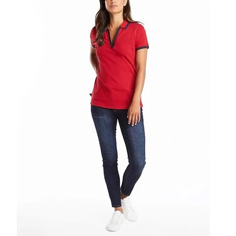 Hot Sale Womens Polo T-Shirts Custom Logo Printed Slim Summer Fashionable High Quality Polo T Shirt For Women from Bangladesh