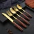 Import Hot Sell Wooden Cutlery Stainless Steel Cucharas Wholesale Gold Spoon Fork Set Wood Handle from China