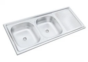 Hot Selling Cheap Custom single bowl with double tray lay on stainless steel kitchen sink