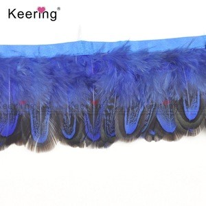 Hot selling manufacture mixed bule ostrich feather fringe trimming for weeding decoration WFT-006