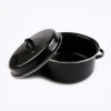 Hot Selling Product Round Enamel Soup Pot Black 24Cm 26Cm Enamel Stew Pot With Lid