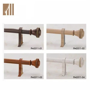 Hot selling wood pattern design bathroom shower curtain accessories pole rod