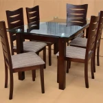 Hot wooden dining table with glass top designs