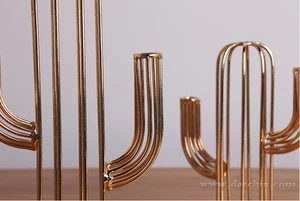 Hotel project cactus shaped golden metal craft unique art crafts