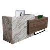 Imitation carrara white marble reception desk table front counter stainless steel feet bar reception desk