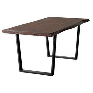 Industrial style modern wooden rectangle live Edge dining table with metal legs dining room furniture