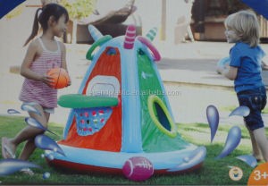 Interesting pvc inflatable toys for kids with basketball and ring