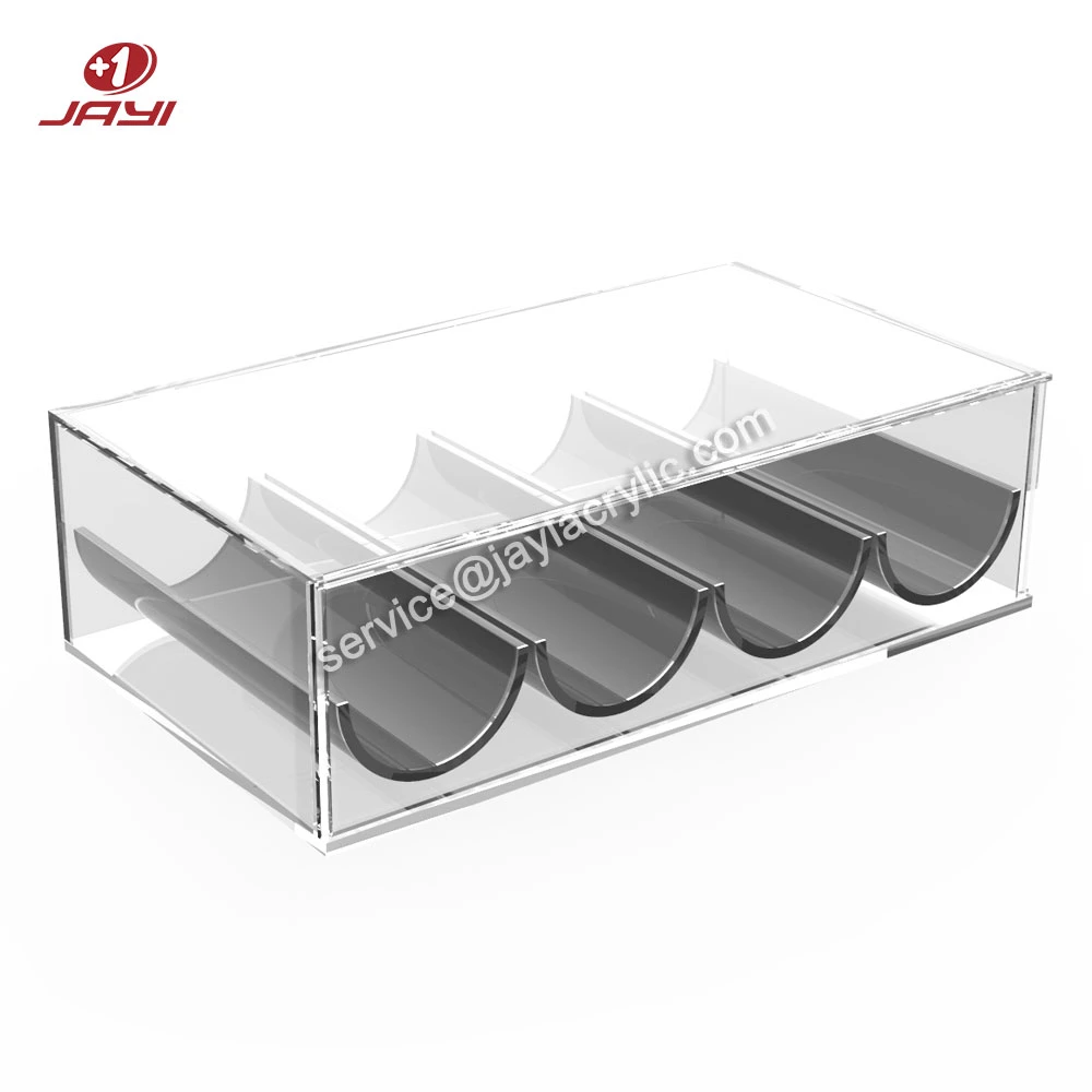 JAYI Luxury Lucite Poker Case Clear Acrylic Poker Chip Box Tray for 100 pieces poker chip