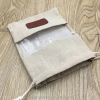 Jute Burlap Pouch Gift Bags, Jute Drawstring Bag with Transparent PVC Window