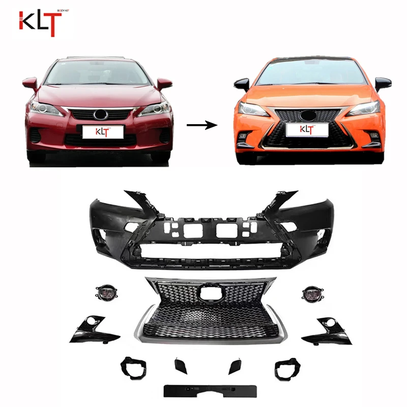 KLT New styling facelift high quality car body kits front bumper for LEXUS CT200H 2011-2016 upgrade to 2016-insert F Sport