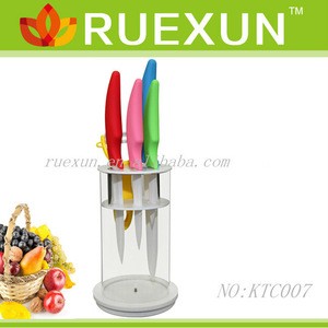 KTC007 - Hot Sale 5pcs Color Handle Kitchen Ceramic Knife Set with holder