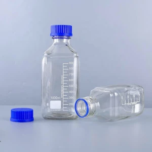 Laboratory Square with GL45 Blue Screw Lid Glass Media Storage Reagent Bottle 500ml