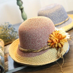 Ladies Hat Straw Hats With Flowers &amp; Bow-knot