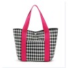 Large Beach Bag Blue Stripe Polyester Cotton Handles Shoulder Shopping Carry Tote Bags