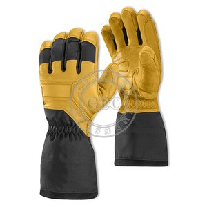 Leather Fabric Mix Waterproof Windproof Snowboard Ski Gloves