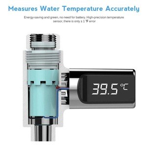 LED Display Fahrenheit Home Water Shower Thermometer Flow Self-Generating Electricity Water Temperature Meter