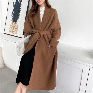 Long Knit Cardigan Women Autumn and Winter Jacket New Thicken Wool Knitted Cardigan Sweater Coat Warm Outwear