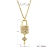 Longway Best Selling Key  Lock Shape Pendant Chain Necklace Zircon Stainless Steel Jewelry