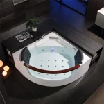 Luxury Curved Glass Fan-Shaped 2 People Massage Tub with Pillows&Bubble (GG221)