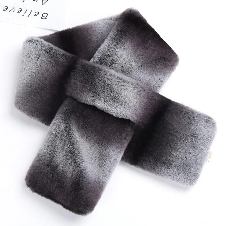 luxury fashion gradient chinchilla color faux fur scarf women