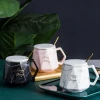 Luxury Gift Wholesale Creative European Custom Logo Tea Cup Couple Marble Ceramic Coffee Mug