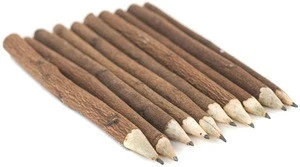 Luxury pencils hand carved from genuine neem tree branch 100% natural wood