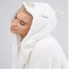 Luxury Soft Quickly Dry 100% Polyester Coral Fleece Custom Made Heated Bathrobe Hooded Sleepwear
