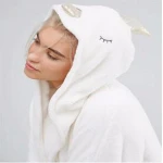 Luxury Soft Quickly Dry 100% Polyester Coral Fleece Custom Made Heated Bathrobe Hooded Sleepwear