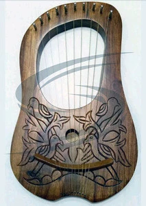 Lyre harp 10 strings Handmade ENGRAVED by rosewood and maple wood High Quality+Tuning Key&amp;CARRYING bag Case musical instruments