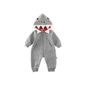 made in china Autumn Long Sleeve animal hooded cartoon Shark Style  Infant Girls Boys Romper Jumpsuit