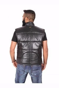 Made in Pakistan Best Quality Black Sleeveless Jacket Genuine Sheep Leather