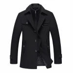 Men Winter Wool Coat Mens New High Quality Solid Color Simple Blends Woolen Pea Coat Male Trench Coat Casual Overcoat