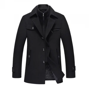 Men Winter Wool Coat Mens New High Quality Solid Color Simple Blends Woolen Pea Coat Male Trench Coat Casual Overcoat