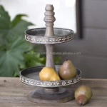 Metal 2 - Tier Wooden Finished Table Centerpiece Cake Stand