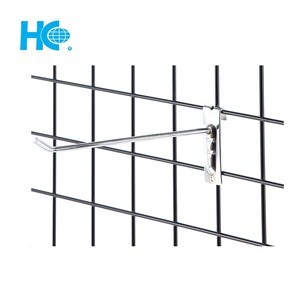 Metal display hanging hook for grid wall panel