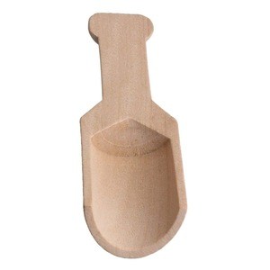 Mini 3&quot; natural unfinished wood small scoop for candy buffet dessert chocolate bath salt spice wooden spoon