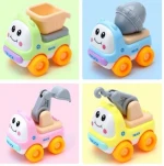 Mini Cartoon Face Tractor Bulldozer Dump Truck Cement Mixer Friction Powered Cars Construction Vehicles Toys